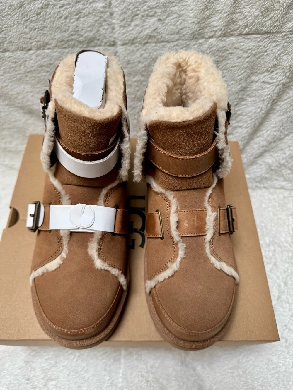 NWT - UGG Chestnut Suede Shearling Buckle Boot